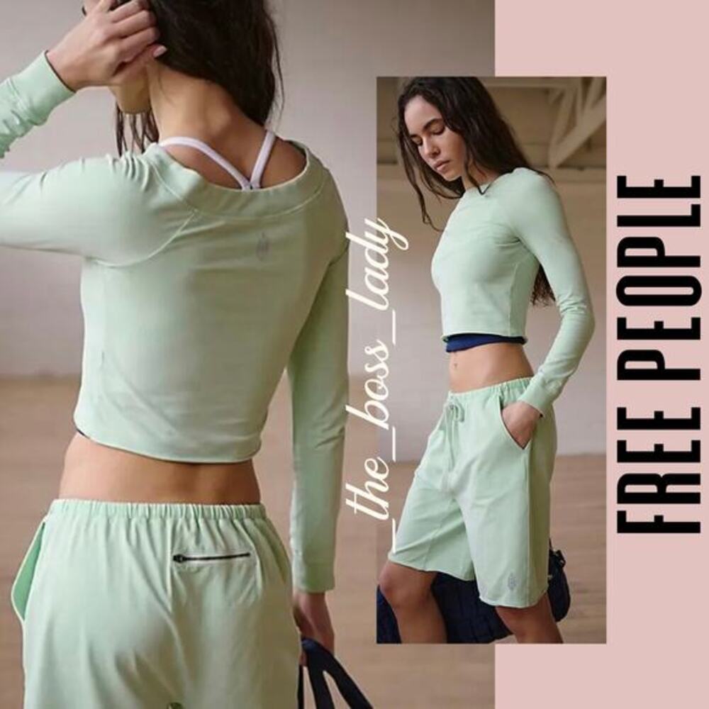 Free People set shorts and crop top co-ord matching set yoga activewear Small